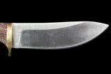 Knife With Fossil Dinosaur Bone (Gembone) Inlays #101813-8